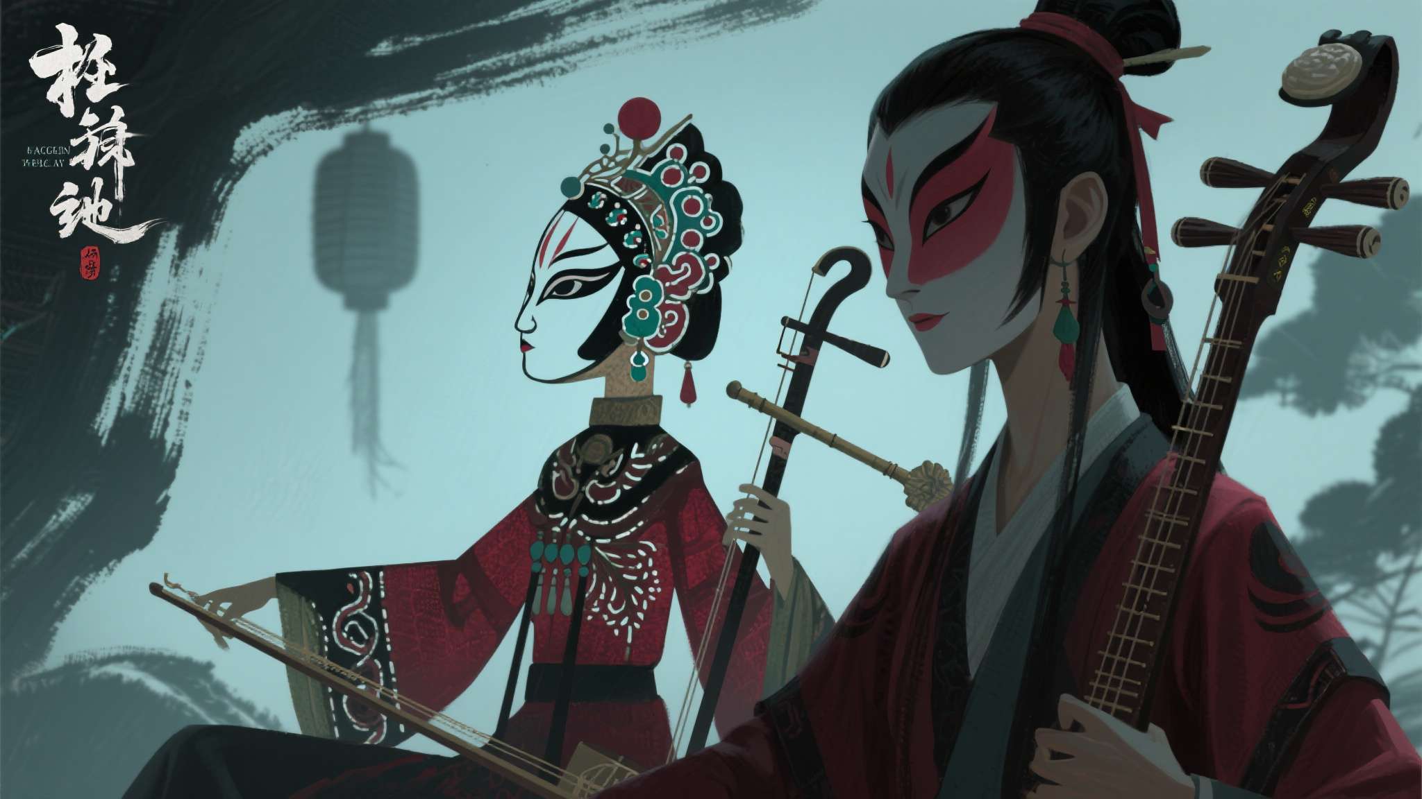 《女吊》试玩报告:民俗诡韵相伴,双人同心破局 游戏的美术风格走的是写实与水墨风格相融合的路线,人物造型参照了传统皮影与戏曲妆面
